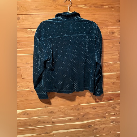 Something Navy Studded Velvet Shirt Jacket - Picture 2 of 3